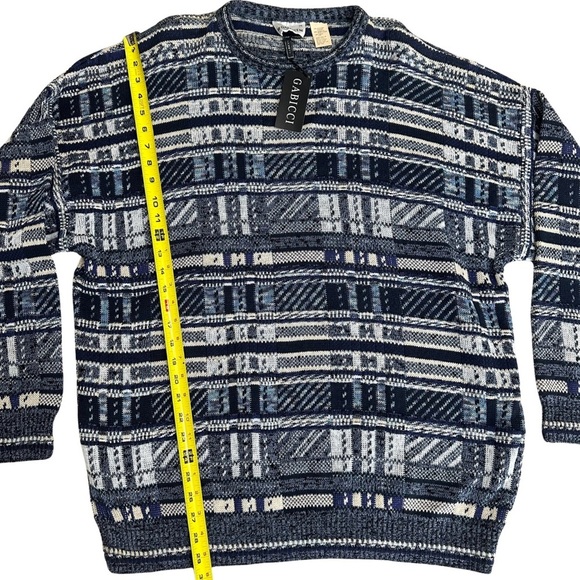 Gabicci Pullover Crewneck Sweater Blue White XXL Quiet Luxury Made In Italy NWT - Picture 5 of 6